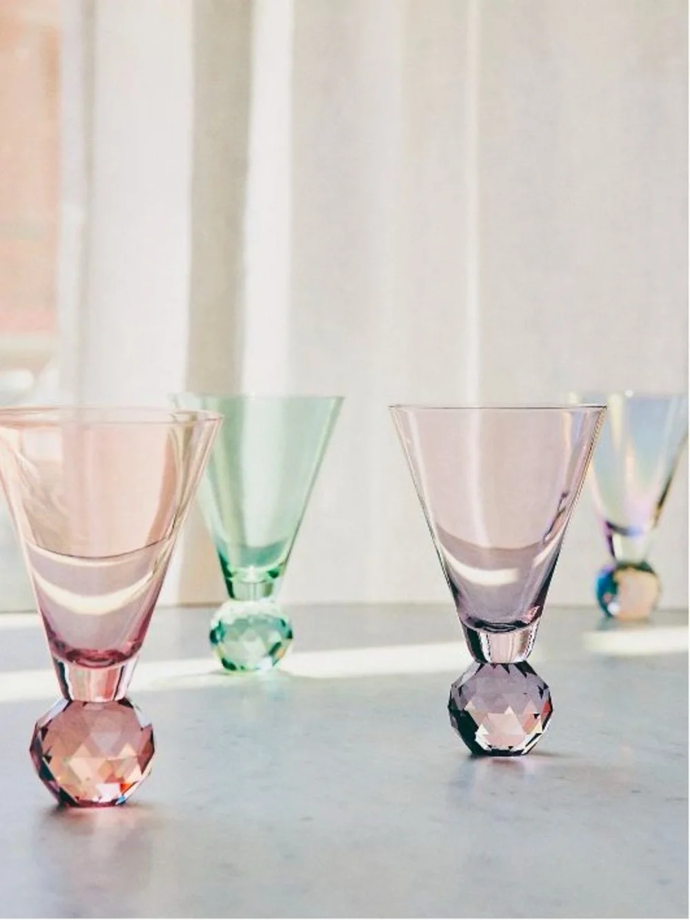 Anthropologie Gemma Mint (green)‎ Faceted martini Glasses